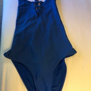 Blue Lace-Up Swimsuit
